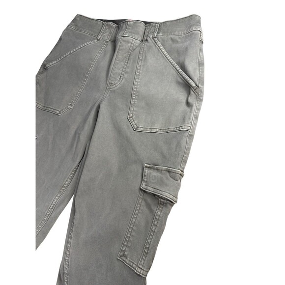 SPANX Stretch Twill Cargo Pants Olive Green Large Pockets Slimming Streetwear - Picture 2 of 11